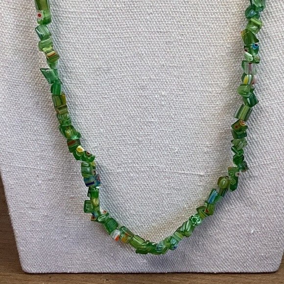 Millefiori Green Glass Necklace - Picture 2 of 5
